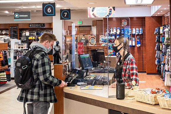 Photos of the interior of the Bookstore.