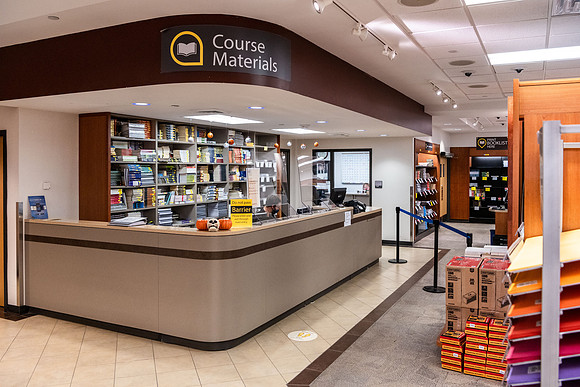 Photos of the interior of the Bookstore.