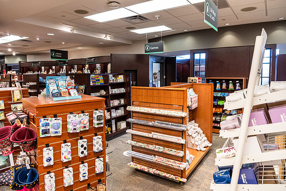 Photos of the interior of the Bookstore.