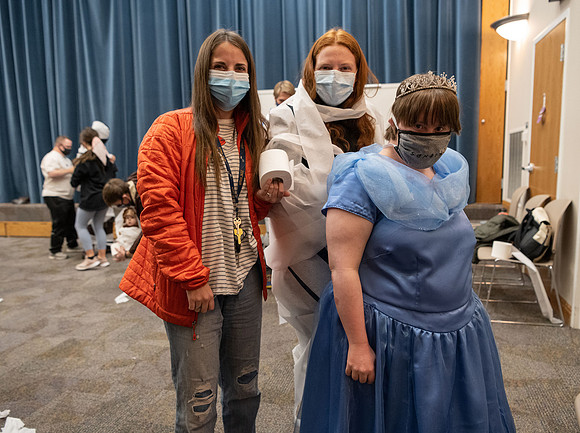Students participate in a Halloween party as part of the special needs program