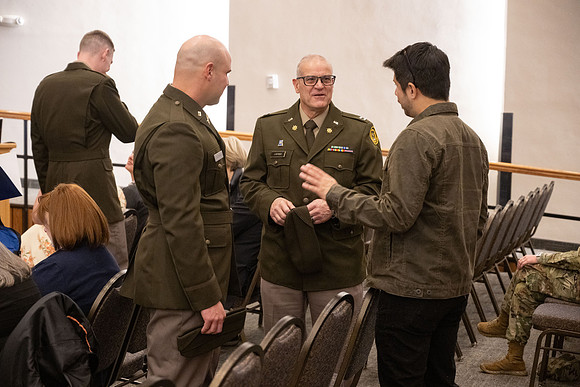 BYU-Idaho Army Reserve Officer Training Corps Fall Commissioning for Nathan Adams, Seth Gohnert and Greg Lachaga.