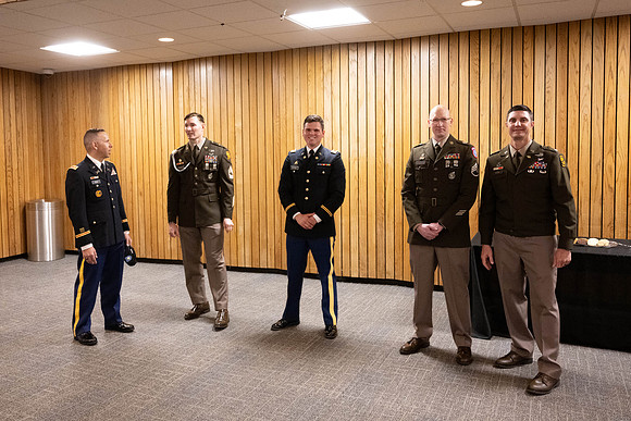 BYU-Idaho Army Reserve Officer Training Corps Fall Commissioning for Nathan Adams, Seth Gohnert and Greg Lachaga.