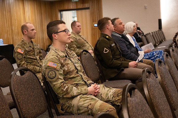 BYU-Idaho Army Reserve Officer Training Corps Fall Commissioning for Nathan Adams, Seth Gohnert and Greg Lachaga.
