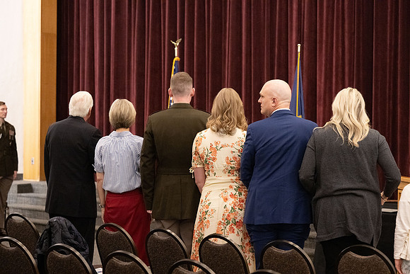 BYU-Idaho Army Reserve Officer Training Corps Fall Commissioning for Nathan Adams, Seth Gohnert and Greg Lachaga.