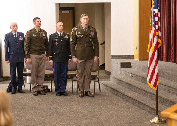 BYU-Idaho Army Reserve Officer Training Corps Fall Commissioning for Nathan Adams, Seth Gohnert and Greg Lachaga.