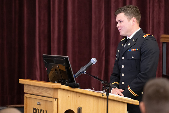 BYU-Idaho Army Reserve Officer Training Corps Fall Commissioning for Nathan Adams, Seth Gohnert and Greg Lachaga.