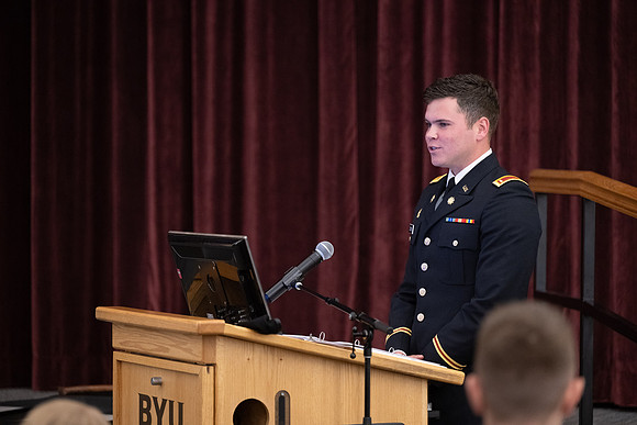 BYU-Idaho Army Reserve Officer Training Corps Fall Commissioning for Nathan Adams, Seth Gohnert and Greg Lachaga.