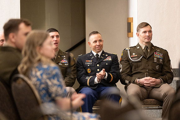 BYU-Idaho Army Reserve Officer Training Corps Fall Commissioning for Nathan Adams, Seth Gohnert and Greg Lachaga.