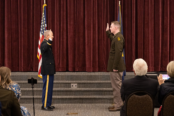 BYU-Idaho Army Reserve Officer Training Corps Fall Commissioning for Nathan Adams, Seth Gohnert and Greg Lachaga.
