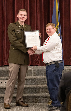 BYU-Idaho Army Reserve Officer Training Corps Fall Commissioning for Nathan Adams, Seth Gohnert and Greg Lachaga.