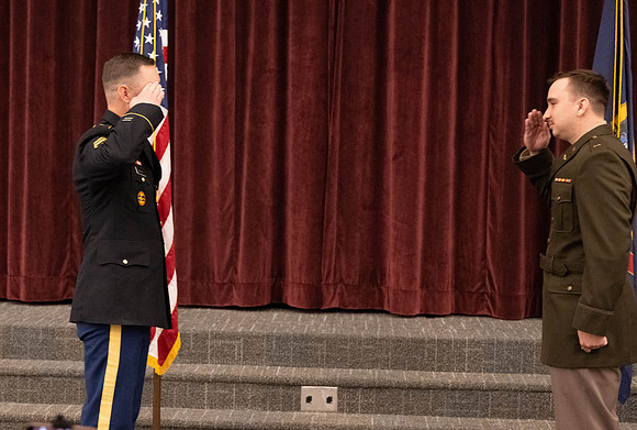 BYU-Idaho Army Reserve Officer Training Corps Fall Commissioning for Nathan Adams, Seth Gohnert and Greg Lachaga.