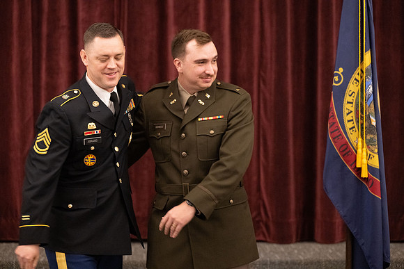 BYU-Idaho Army Reserve Officer Training Corps Fall Commissioning for Nathan Adams, Seth Gohnert and Greg Lachaga.