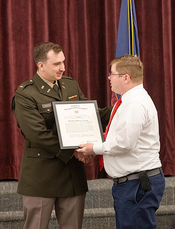 BYU-Idaho Army Reserve Officer Training Corps Fall Commissioning for Nathan Adams, Seth Gohnert and Greg Lachaga.
