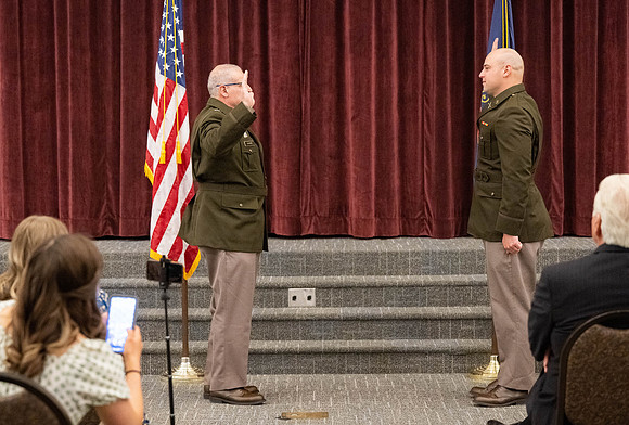 BYU-Idaho Army Reserve Officer Training Corps Fall Commissioning for Nathan Adams, Seth Gohnert and Greg Lachaga.