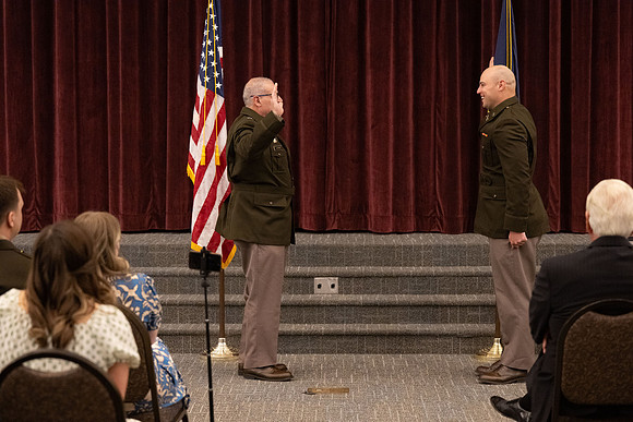BYU-Idaho Army Reserve Officer Training Corps Fall Commissioning for Nathan Adams, Seth Gohnert and Greg Lachaga.