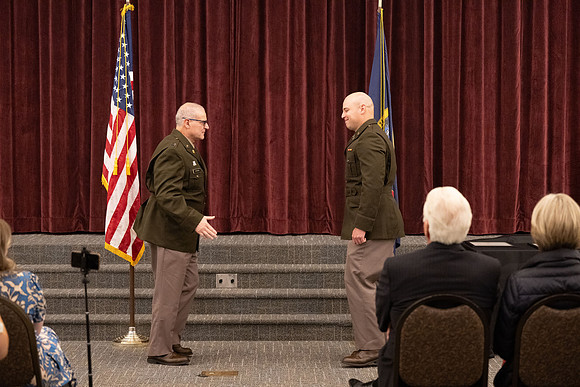 BYU-Idaho Army Reserve Officer Training Corps Fall Commissioning for Nathan Adams, Seth Gohnert and Greg Lachaga.
