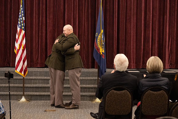 BYU-Idaho Army Reserve Officer Training Corps Fall Commissioning for Nathan Adams, Seth Gohnert and Greg Lachaga.