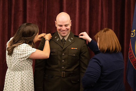 BYU-Idaho Army Reserve Officer Training Corps Fall Commissioning for Nathan Adams, Seth Gohnert and Greg Lachaga.