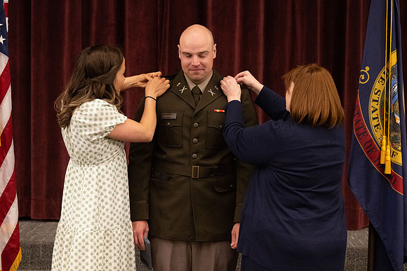 BYU-Idaho Army Reserve Officer Training Corps Fall Commissioning for Nathan Adams, Seth Gohnert and Greg Lachaga.