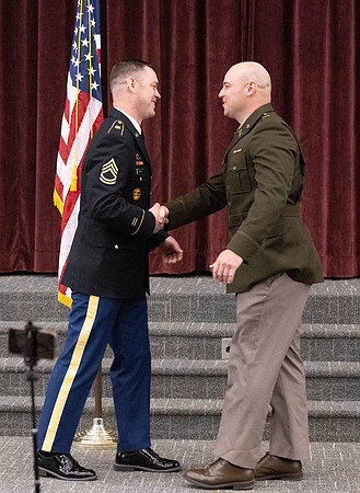 BYU-Idaho Army Reserve Officer Training Corps Fall Commissioning for Nathan Adams, Seth Gohnert and Greg Lachaga.