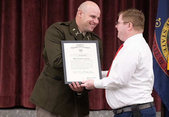 BYU-Idaho Army Reserve Officer Training Corps Fall Commissioning for Nathan Adams, Seth Gohnert and Greg Lachaga.