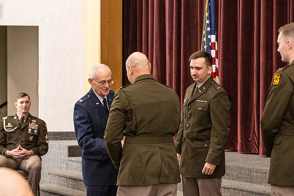 BYU-Idaho Army Reserve Officer Training Corps Fall Commissioning for Nathan Adams, Seth Gohnert and Greg Lachaga.