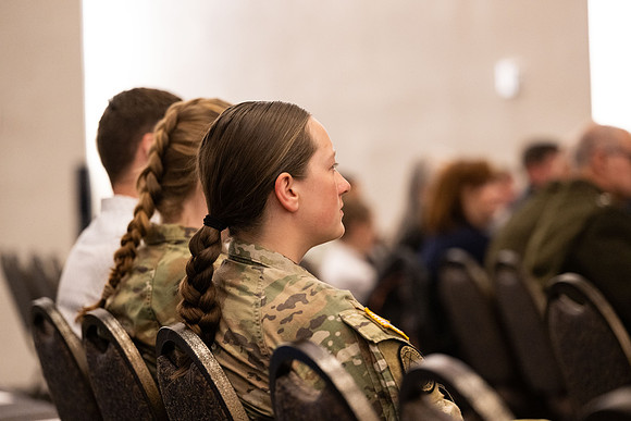 BYU-Idaho Army Reserve Officer Training Corps Fall Commissioning for Nathan Adams, Seth Gohnert and Greg Lachaga.