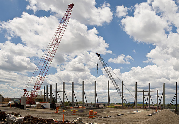 Construction on the Auditorium, later named the BYU-Idaho Center.