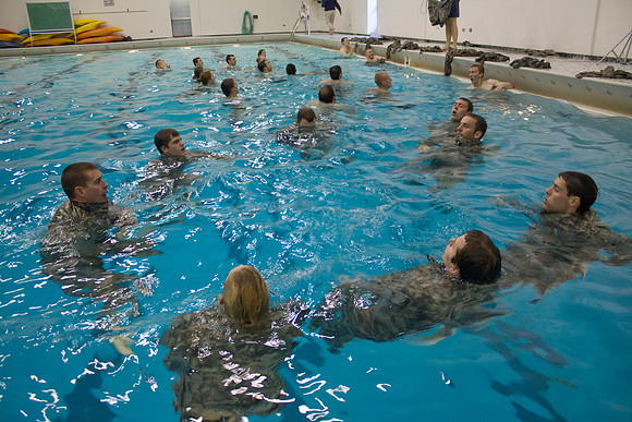 ROTC water training exercise in the Hart Pool.