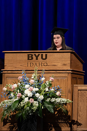 Camarie Burnson speaks at the Performing and Visual Arts convocation.