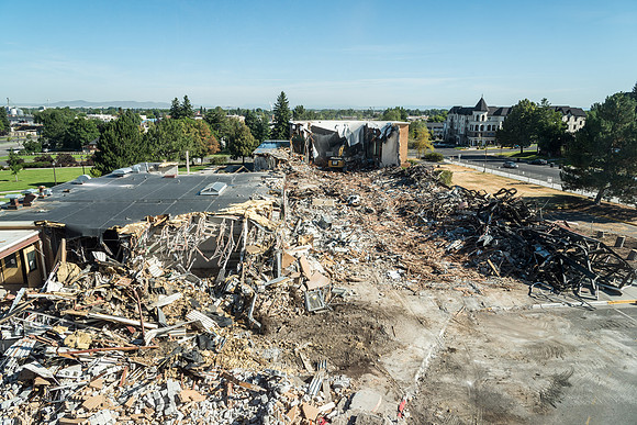 Big D Construction doing some major Destruction to the Kirkham Building.