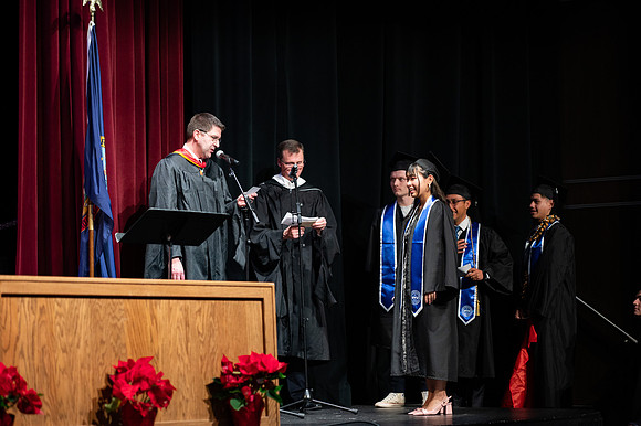 Graduates during convocation for the College of Physical Science and Engineering.