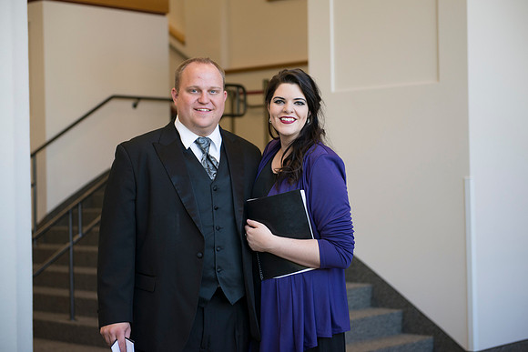 Taking a break on the campus of College of Southern Idaho before the preformance.