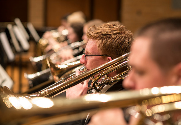 Symphony Orchestra under the direction of Robert Tueller during a dress rehearsal for a performance of Brahms Symphony, No. 1.
