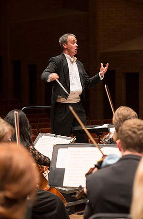 Symphony Orchestra under the direction of Robert Tueller during a dress rehearsal for a performance of Brahms Symphony, No. 1.