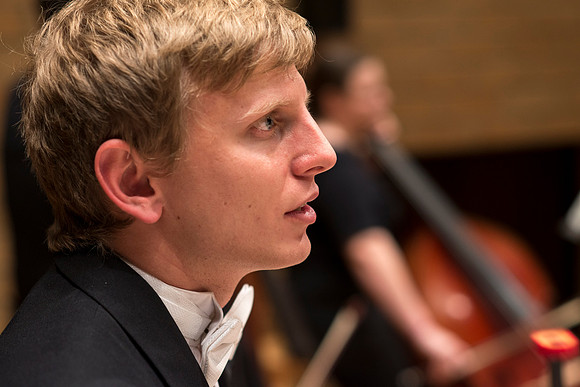 Symphony Orchestra under the direction of Robert Tueller during a dress rehearsal for a performance of Brahms Symphony, No. 1.