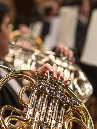 Symphony Orchestra under the direction of Robert Tueller during a dress rehearsal for a performance of Brahms Symphony, No. 1.
