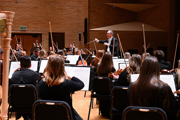 The BYU-Idaho Symphony Orchestra preformed a concert under the direction of Dr. Robert Tueller. The concert included pieces from Nikolai Rimsky-Korsakov Scheherazade and Ludwig van Beethoven.