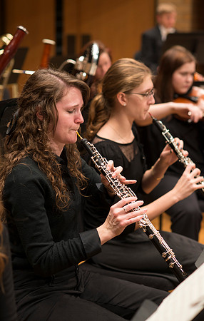 Symphony Orchestra under the direction of Robert Tueller during a dress rehearsal for a performance of Brahms Symphony, No. 1.
