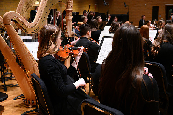 The BYU-Idaho Symphony Orchestra preformed a concert under the direction of Dr. Robert Tueller. The concert included pieces from Nikolai Rimsky-Korsakov Scheherazade and Ludwig van Beethoven.