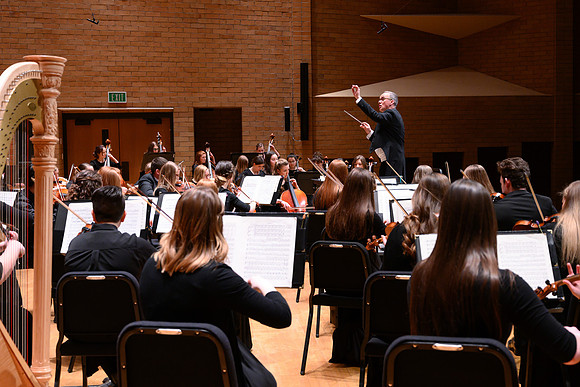 The BYU-Idaho Symphony Orchestra preformed a concert under the direction of Dr. Robert Tueller. The concert included pieces from Nikolai Rimsky-Korsakov Scheherazade and Ludwig van Beethoven.