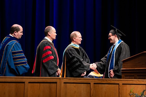Graduates during convocation for the College of Physical Science and Engineering.