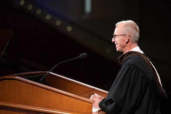 Kelly Burgener, Vice President of Academics, pre-records his graduation remarks.