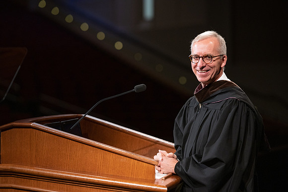 Kelly Burgener, Vice President of Academics, pre-records his graduation remarks.
