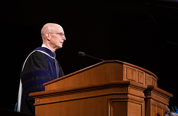 President Henry J Eyring pre-records his Commencement address for Dec 2020 graduation.