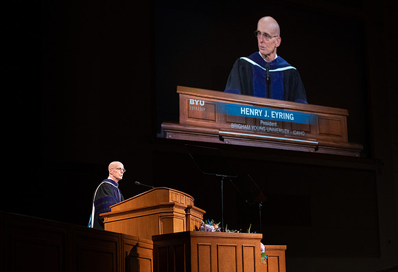President Henry J Eyring pre-records his Commencement address for Dec 2020 graduation.