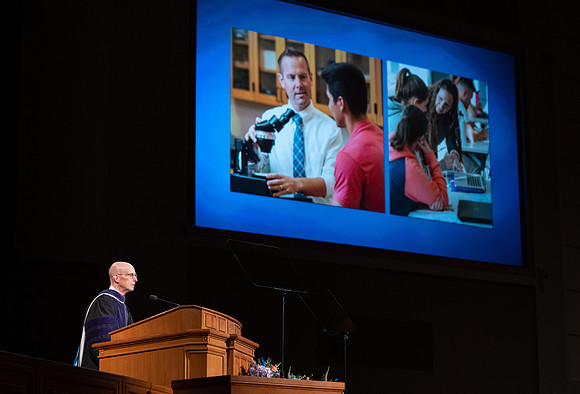 President Henry J Eyring pre-records his Commencement address for Dec 2020 graduation.