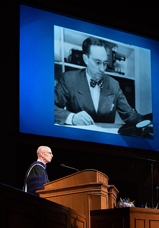 President Henry J Eyring pre-records his Commencement address for Dec 2020 graduation.