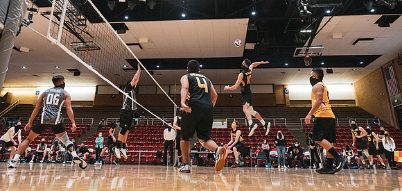 The men's volleyball championship took place in the Hart gym with COVID-19 safety precautions in place.