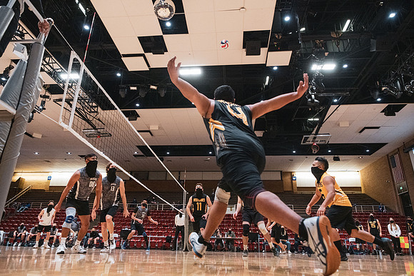 The men's volleyball championship took place in the Hart gym with COVID-19 safety precautions in place.